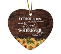 Be Strong And Courageous Do Not Be Afraid for The Lord Your God Will Be with You Wherever You Go Jos Heart Décoration de Noël en céramique pour sapin de Noël, souvenir et cadeau de Nouvel An