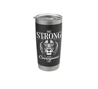 Be Strong and Courageous Joshua 1:9 Lion | Christian Warrior Gobelet isotherme en acier inoxydable double paroi