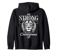 Be Strong and Courageous Joshua 1:9 Lion | Christian Warrior Sweat à Capuche