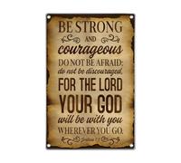 Be Strong And Courageous Scripture Décoration murale chrétienne en métal pour décoration d'intérieur, verset biblique inspirant Josué 1 9 Style parchemin vintage Citation de motivation 20,3 x 30,5 cm