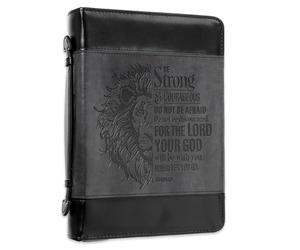 Be Strong Lion Bicolore Couverture Bible Noir - Joshua 1:9 - Large
