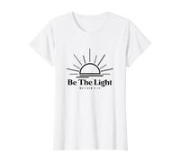 Be The Light Matthew 5 14 Verset biblique de Motivation T-Shirt Graphique avec Valeur, Femme, Blanc, M