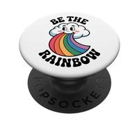 Be The Rainbow Cute Retro Cartoon Cloud Positive Vibes PopSockets PopGrip Adhésif