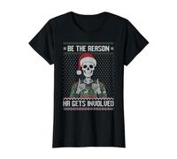 Be The Reason HR Gets Involved Pull de Noël Moche T-Shirt Graphique avec Valeur, Femme, Noir, XL