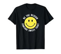 « Be The Reason Someone Smiles Today » - Motivation - Visage Heureux T-Shirt Graphique avec Valeur, Homme, Noir, M