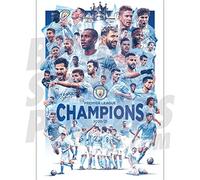 Be The Star Posters Manchester City FC 20/21 Premier League Champions Squad Montage Poster A2 - Produit sous licence officielle Bleu 41,9 x 59,2 cm