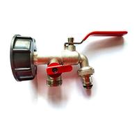 BE-Tool Adaptateur de réservoir IBC, Adaptateur de vidange de réservoir fourre-Tout IBC à Double tête S60X6 vers Robinet de Jardin en Laiton avec raccord de Tuyau 1,9 cm d'huile, Carburant, Eau