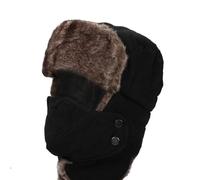 BE-TOOL Chapeau bomber d'hiver unisexe 3 en 1 avec cache-cou, cache-oreilles, couverture intégrale amovible, chapeau de trappeur coupe-vent pour le ski et le cyclisme, Noir , taille unique