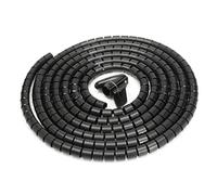 BE-TOOL Enrouleur de câbles, 5 m x 15 mm - Reliure spirale - Kit de rangement avec pince pour PC, TV, DVD, câble d'antenne stéréo, etc., noir
