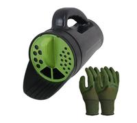 BE-TOOL Épandeur portatif avec gants, régulateur de débit réglable pour semences de gazon, pelouse de jardin, glace fondue
