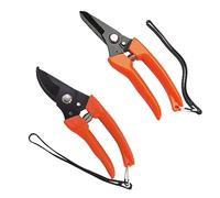 BE-TOOL Lot de 2 ciseaux multi-usages 3cr13 en acier inoxydable pour le jardin, les arbres, les moutons, les agneaux, les sabots, les chevaux (droits + courbés)