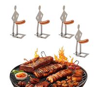 BE-TOOL Lot de 4 supports de saucisses drôles pour hot-dog - Réutilisables - En acier inoxydable - Pour barbecue, camping, voyage de printemps