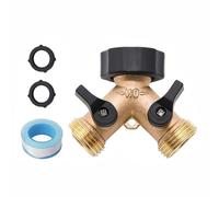 BE-TOOL Répartiteur en Y de 1,9 cm pour robinet d'arrosage 2 voies avec 2 rondelles en caoutchouc supplémentaires, adaptateur de tuyau d'arrosage en laiton pour machine à laver, lave-vaisselle