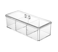 BE-TOOL Support transparent Qtip pour boules de coton et cotons-tiges avec 3 compartiments divisés, boîte de rangement pour bijoux, petits articles