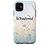 Be Transformed Christian Blue Floral Bible Verse Romans 12:2 Coque pour iPhone 11
