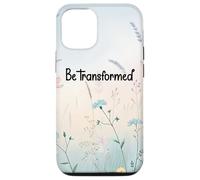 Be Transformed Christian Blue Floral Bible Verse Romans 12:2 Coque pour iPhone 12/12 Pro