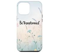 Be Transformed Christian Blue Floral Bible Verse Romans 12:2 Coque pour iPhone 12 Pro Max