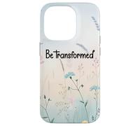 Be Transformed Christian Blue Floral Bible Verse Romans 12:2 Coque pour iPhone 14 Pro