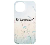 Be Transformed Christian Blue Floral Bible Verse Romans 12:2 Coque pour iPhone 15