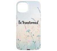 Be Transformed Christian Blue Floral Bible Verse Romans 12:2 Coque pour iPhone 15 Plus