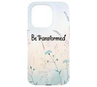 Be Transformed Christian Blue Floral Bible Verse Romans 12:2 Coque pour iPhone 15 Pro