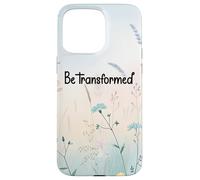 Be Transformed Christian Blue Floral Bible Verse Romans 12:2 Coque pour iPhone 15 Pro Max