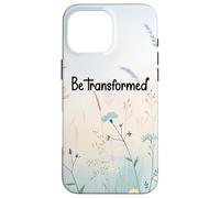 Be Transformed Christian Blue Floral Bible Verse Romans 12:2 Coque pour iPhone 16 Pro Max