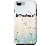 Be Transformed Christian Blue Floral Bible Verse Romans 12:2 Coque pour iPhone 7 Plus/8 Plus