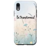 Be Transformed Christian Blue Floral Bible Verse Romans 12:2 Coque pour iPhone XR