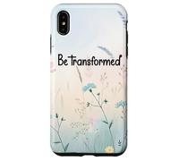 Be Transformed Christian Blue Floral Bible Verse Romans 12:2 Coque pour iPhone XS Max