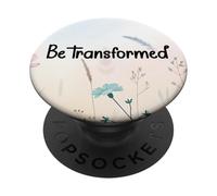 Be Transformed Christian Blue Floral Bible Verse Romans 12:2 PopSockets PopGrip Adhésif
