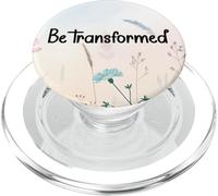 Be Transformed Christian Blue Floral Bible Verse Romans 12:2 PopSockets PopGrip pour MagSafe