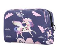 Be Unicorn Flower Sky Clouds Trousse à cosmétiques pour femme, trousse de toilette de voyage, grande pochette de maquillage pratique avec fermeture éclair, multicolore, 18.5x7.5x13cm/7.3x3x5.1in,