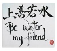 Be Water My Friend Quote Poster Chinese Calligraphy Canvas Wall-Art Decor