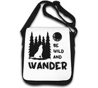 Be Wild And Wander Wolf Howling At The Moon Sac à bandoulière graphique Blanc