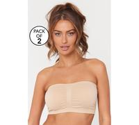 Be You 2 Pack Bandeau Non Wired Bra Blanc/Nude 2XL Female