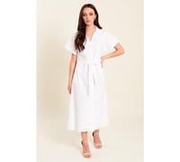 Be You Broderie Tie Waist Midi Shirt Dress Blanc 20 (3XL) Female