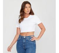 Be You Cropped Rib T-Shirt Blanc 18 (2XL) Female