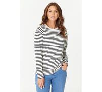 Be You Ladies Long Sleeve Stripe T-Shirt Crème/Noir 8 Female