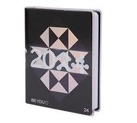 BE YOU Luxury Agenda scolaire 2023 - 2024, 12 mois, septembre 2023 - août 2024, agenda scolaire avec autocollant et pages de croquis avec couverture transparente, format moyen 12,5 x 16,5 cm