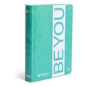 BE YOU - Motif Floral, agenda scolaire 2025-2026, agenda 12 mois daté, format standard 13,5 cm x 18,2 cm, couverture transparente, journal avec autocollant et marque-page