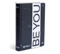 BE YOU - Pattern Cosmic Agenda scolaire 2025-2026, Agenda 12 mois daté, format facile 12,5 cm x 16,5 cm, couverture transparente, journal avec autocollant et marque-page