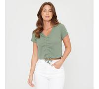 Be You Ruched Rib Top Womens Kaki 22 (4XL) Female