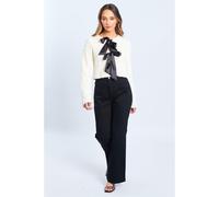 Be You Sequin Bow Long-Sleeve Blouse Crème 22 (4XL) Female