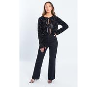 Be You Sequin Bow Long-Sleeve Blouse Noir 16 (XL) Female