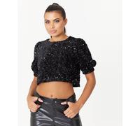 Be You Sequin Crop Top Womens Noir 24 (5XL) Female