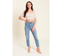 Be You Shirred Crop Top Womens Floral crème 20 (3XL) Female