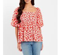Be You Square Neck Puff Sleeve Short Blouse Floral rouge 10 (S) Female