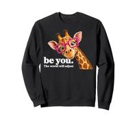 Be You The World Will Adjust Cute Lover Giraffe Glasses Cool Sweatshirt