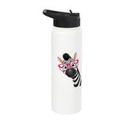 Be You The World Will Adjust Cute Lover Zebra Glasses Stainless Steel Insulated Water Bottle